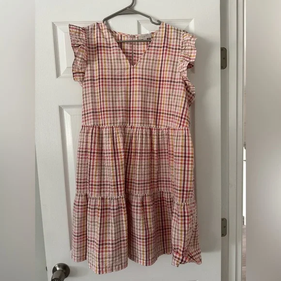 LOFT Pink Gingham Dress - Picture 4 of 4